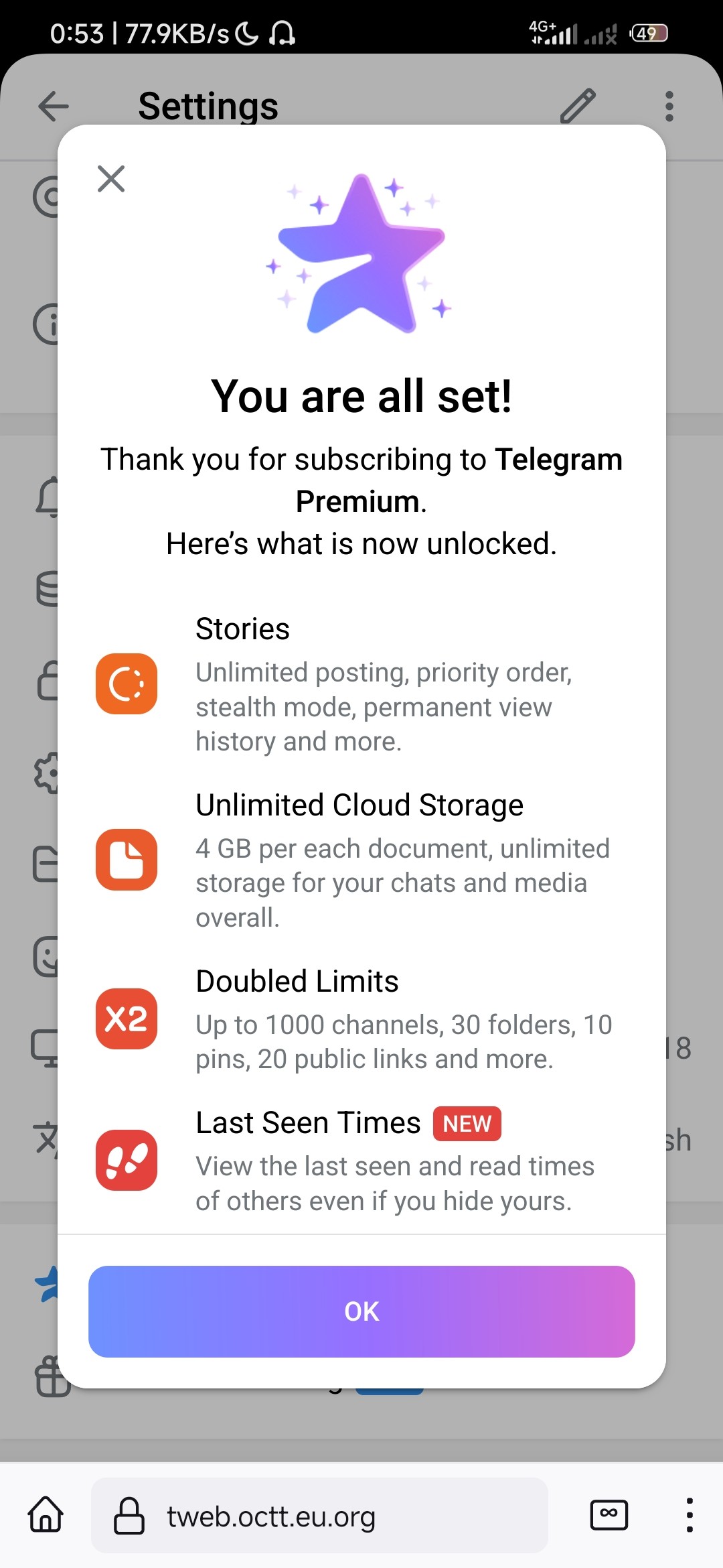 Spaccogram client anti-durov