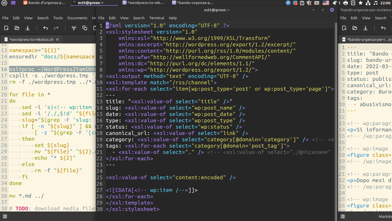 wordpress pressato in markdown